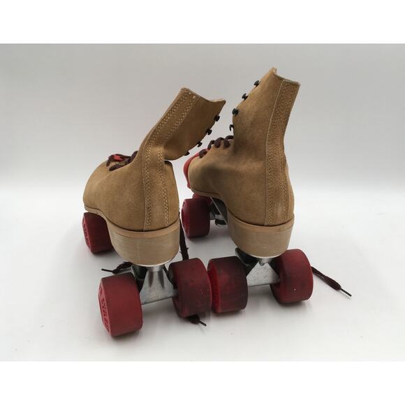 Vintage Tan Suede Riedell Roller Skates Rannalli Plate  KR Street Wheels Size 11 - Picture 4 of 9